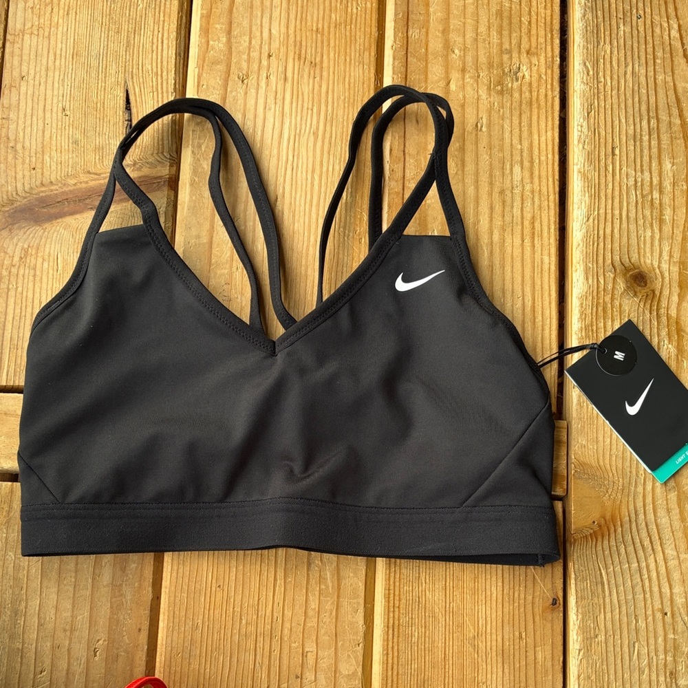 Nike Black Double-Strap V-Neck Sports Bra